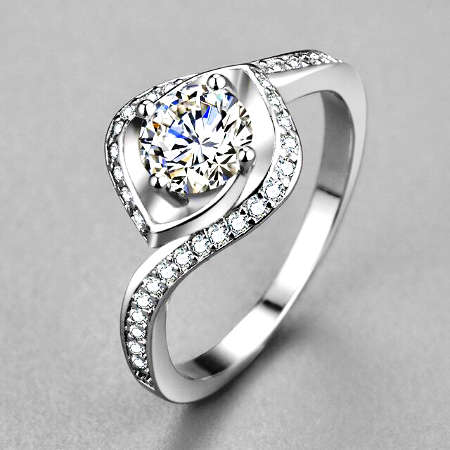 BRAND NEW! Super Sparkling Cr.Diamond Engagement Ring. Various Sizes