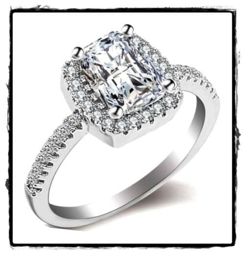 Low shipping, in stock. White CZ 2.20ct Radiant cut Cocktail Ring. Size 7 / O