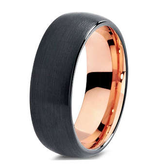 Low shipping, in stock. Stainless Steel Band Rose Golden Inner Ring. 8mm, Size 11 / V½