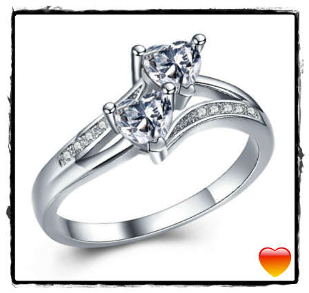 Exquisite 1.10ct Cr.Diamond Engagement Ring, Double Heart Design. Size 5 / K
