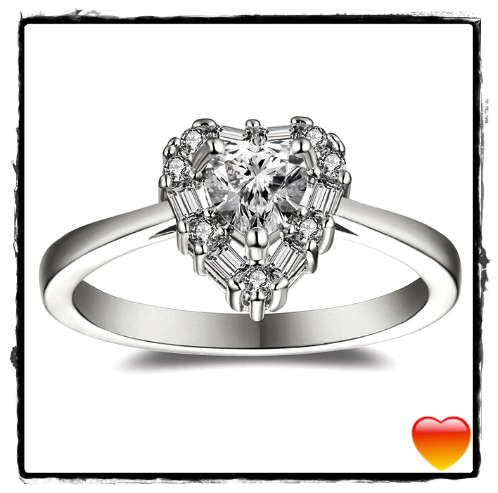 Exquisite 1.00ct Cr.Diamond Engagement Ring, Modern Heart Design. Size 6 / M
