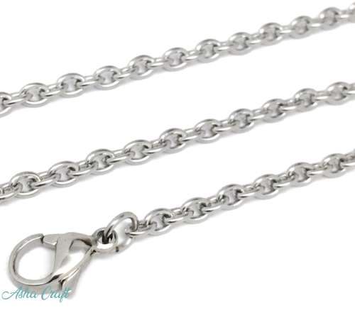 2mm 316L Steel Necklace Cable Chain 55cm length