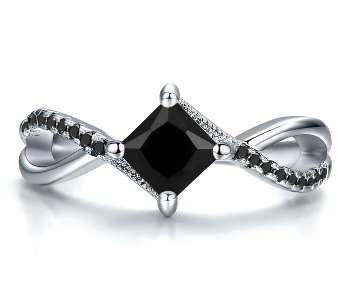 Princess Cr.Diamond Engagement Ring, Crossover design. Size 6, 7
