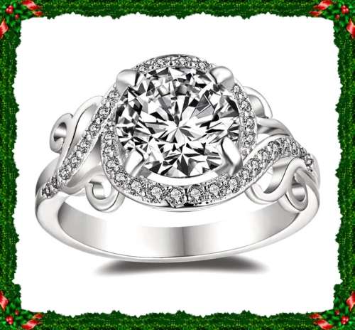 Sparkling 2.62ct Cr.Diamond Engagement Ring, Halo. Size 6 / M