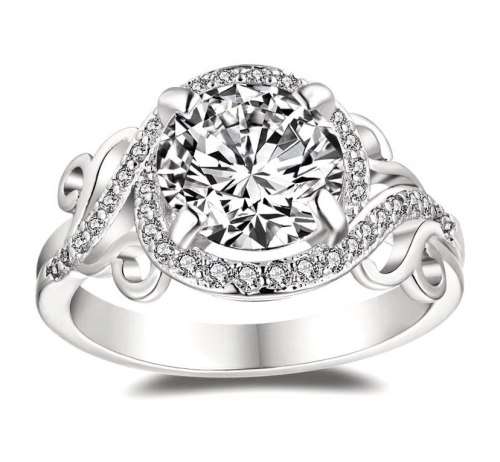 Sparkling 2.62ct Cr.Diamond Engagement Ring, Halo Design. Size 6 / L-M
