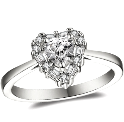 STUNNING!! 1.00ct Cr.Diamond Engagement Ring, Heart Design. Size 6 / L-M