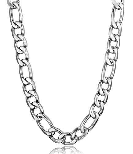 316L Solid Stainless Steel Figaro Link Necklace Chain 7mm - NEVER TARNISH