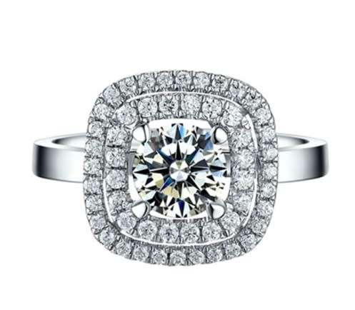 Breathtaking 1.00ct Cr.Diamond Engagement Ring, Halo Pave. Size 7 / O