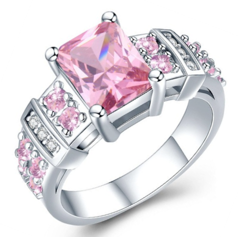 Pink 3.50ct Cr.Diamond Designer Inspired Engagement Ring. Size 7 | N-O