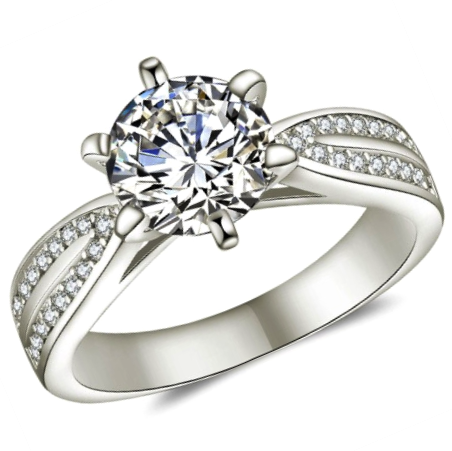 EXQUISITE! 2.24ct Cr.Diamond Solitaire w/Accents Engagement Ring. Size 8|Q