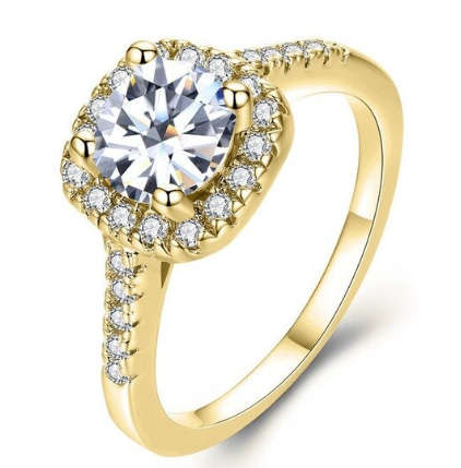 Sparkling Elegance 1.30ct Cr.Diamond Halo Engagement Ring. Size 7|N-O