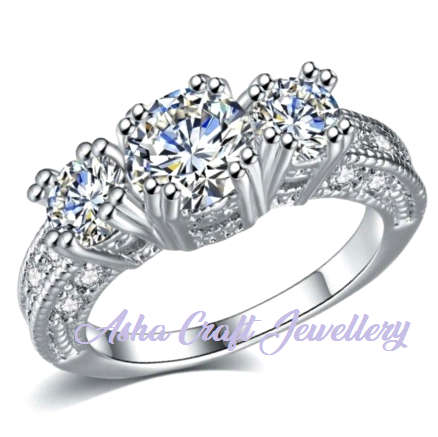 Sparkling Cr.Diamond Engagement Ring. Size 8 | P-Q | 18mm