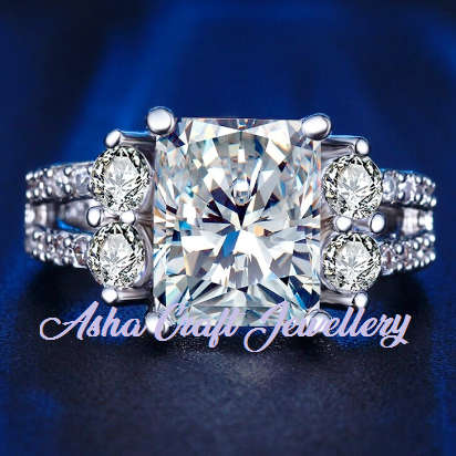 3.68ct Cr.Diamond Radiant Allure Engagement Ring. Size 8 | P-Q