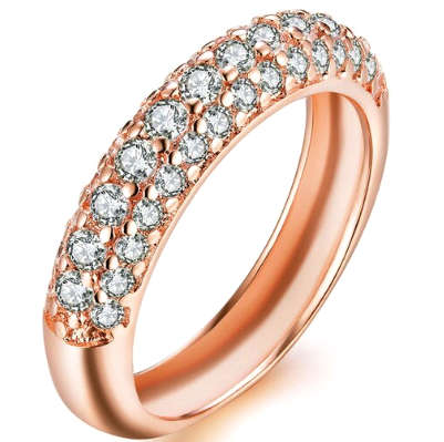 Rose Gold Tone Cr.Diamond Anniversary Band Pave Ring. Size 10 | T-U | 20mm