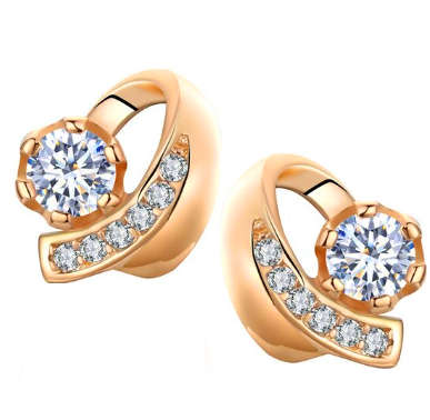 BRAND NEW! Cubic Zirconia Rose Gold GP Stud Earrings