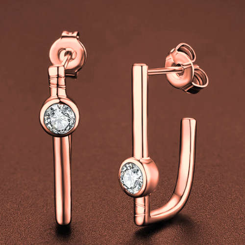 BRAND NEW! Cubic Zirconia Rose Gold GP Stud Earrings