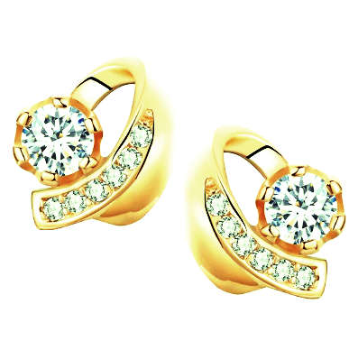 BRAND NEW! Cubic Zirconia Yellow Gold GP Stud Earrings