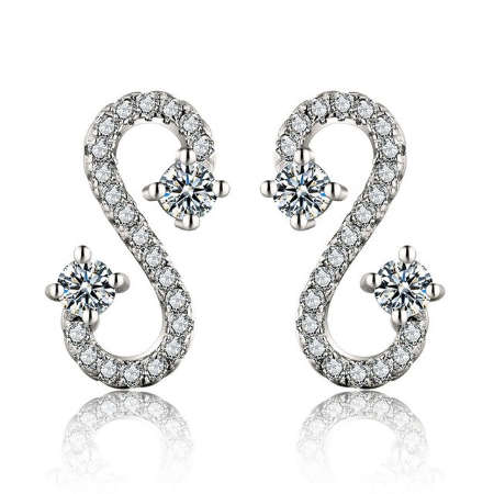 BRAND NEW! Cubic Zirconia White Gold GP Stud Earrings