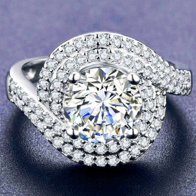 2.80ct Cr.Diamond Pave Swirl Engagement Ring. Size 8 | Q
