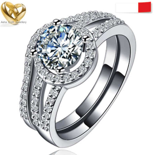 Sparkling 1.31ct Cr.Diamond Pave Engagement Ring Set. Size 6|L-
