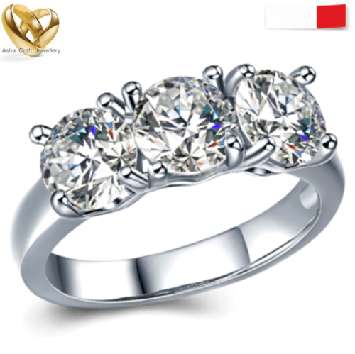 Sparkling 3.00ct Cr.Diamond Trilogy Engagement Ring. Size 6|L-