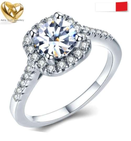 GORGEOUS! 1.30ct Cr.Diamond Halo Engagement Ring. Size 9 | R-
