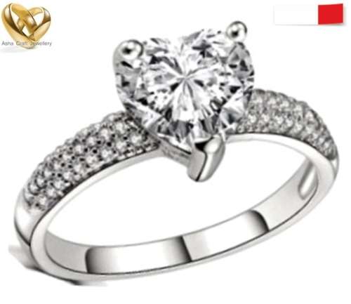 2.60ct Cr.Diamond Engagement Ring, Heart Pave. Size 9