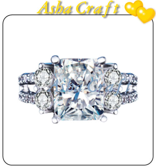 3.68ct Cr.Diamond Radiant Allure Engagement Ring. Size 8 | P-Q
