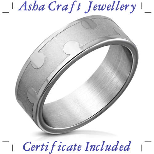 CERTIFIED Mens Titanium Dotted Wedding Band. Size 12.5 | Z