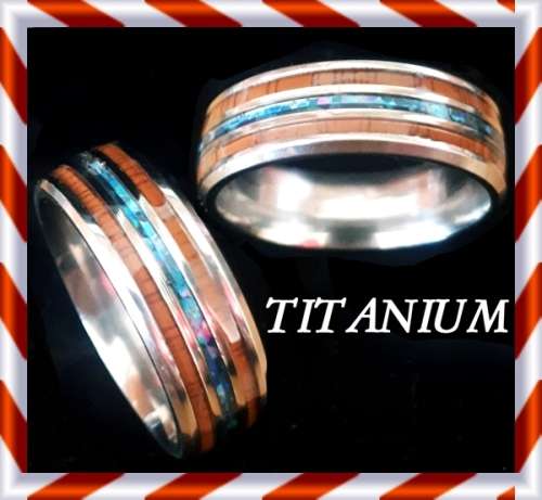 ASHA CRAFT - TITANIUM Mens Wood+Shell Wedding Band. Size 12 | X-