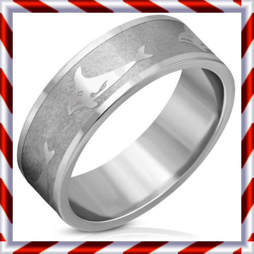 ASHA CRAFT - TITANIUM Mens Shark Wedding Band. Size 13 | Z+1/2