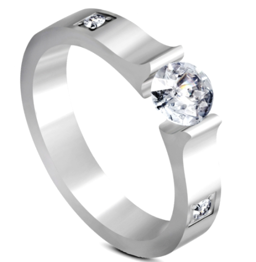 Titanium Ladies Cubic Zirconia Ring Plus Size. Size 12 | Y