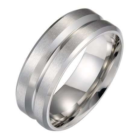 ASHA CRAFT - TITANIUM Mens Grooved Wedding Band. Size 12 | X-Y