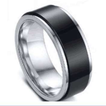 Mens Stainless Steel Black Spinner Ring. Size 10/U