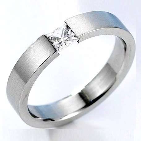 Princess Cut 0.50ct CZ Titanium Engagement Ring. Size 6,7,8,9,10