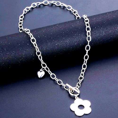 ASHA CRAFT - Flower Toggle Clasp Chunky Necklace Stainless Steel