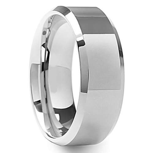 ASHA CRAFT - Mens Polished Stainless Steel Wedding Band. Size 9