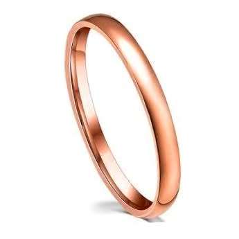 FREE SHIPPING! ASHA CRAFT - 2mm Thin Rose Gold Stainless Steel Band. Ring Size 8