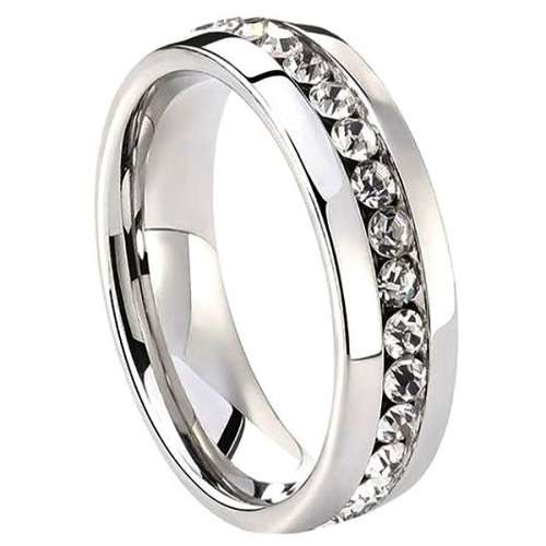 Sparkling Full Eternity White CZ 6mm Anniversary Band. Ring Size 9