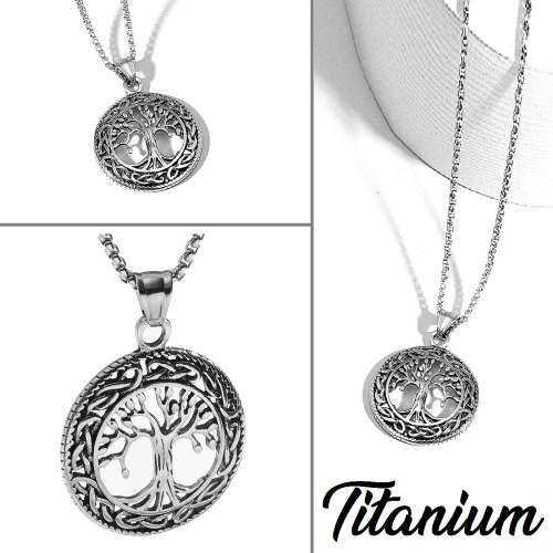 TREE OF LIFE Celtic Knot Titanium Necklace 60cm chain included
