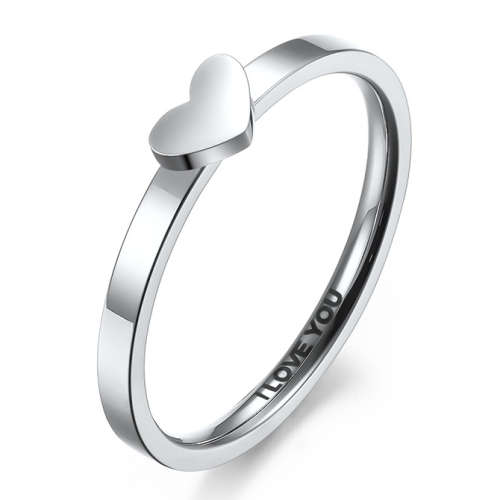 ASHA CRAFT - I LOVE YOU Engraved Heart Titanium Promise Ring. Size 8