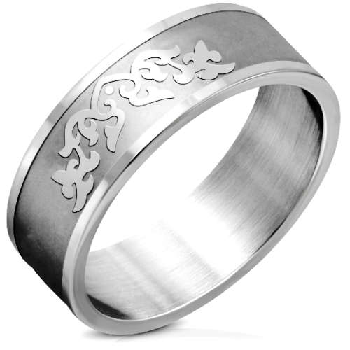 Mens Titanium 8mm Tribal Wedding Band. Ring Size 13.5 | Z+2