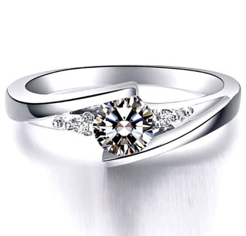 Brilliant 0.52ct CZ Platinum Plated Engagement Ring. Size 5,6,7,8,9,10