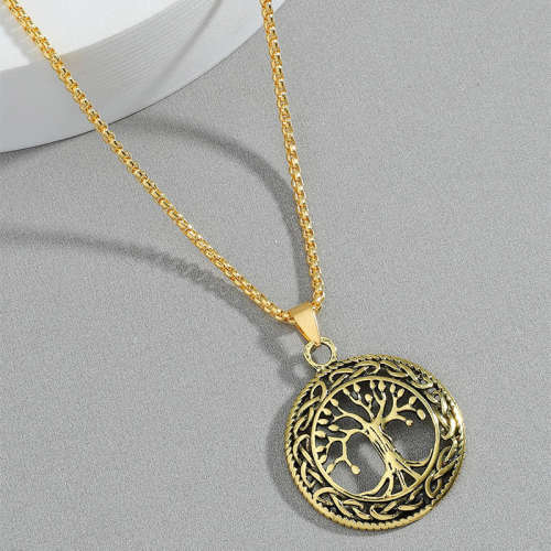 TREE OF LIFE Celtic Knot Gold Titanium Necklace 60cm chain included