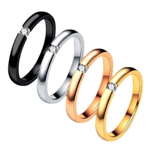 Titanium 0.10ct Cubic Zirconia Solitaire Wedding Band. Ring Size 6,7,8,9,10,11,12