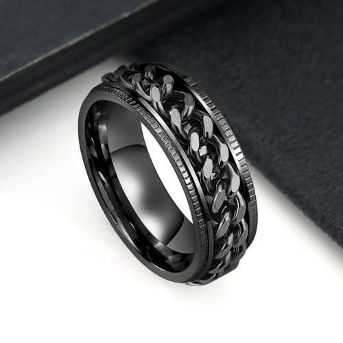 Mens Titanium Chain Design Spinner Band. Ring Size 10