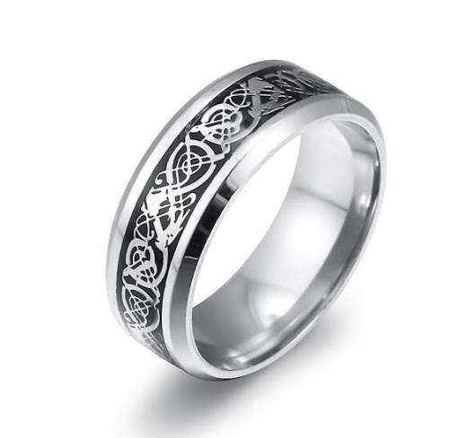 WOW! Titanium Celtic Dragon Design Wedding Band. Ring Size 8 / P-Q