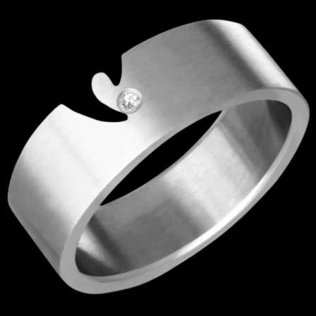 TITANIUM RING WHITE CZ WEDDING BAND. SIZE 9 / R-S