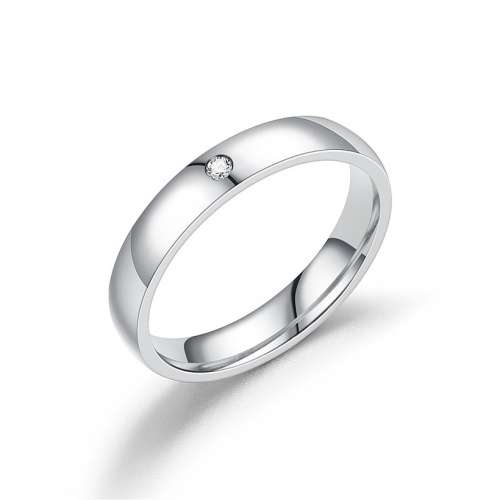 TITANIUM RING WHITE CZ 3MM WEDDING BAND. SIZE 7 / N-O