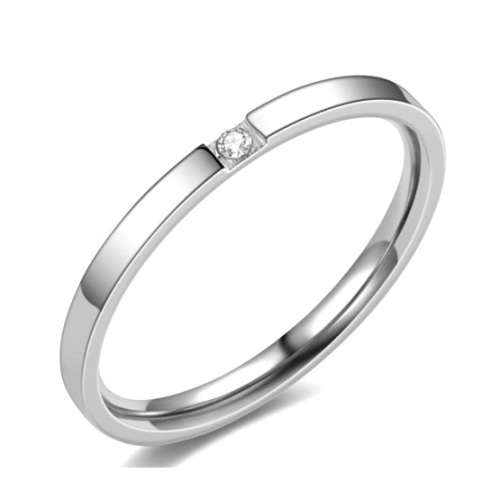 TITANIUM RING WHITE CZ 2MM WEDDING BAND. SIZE 7 / N-O